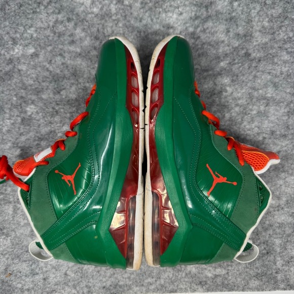 Nike Air Jordan Melo M8 Green/Orange Men Shoes Sz 10 Miami Hurricanes 469786-325